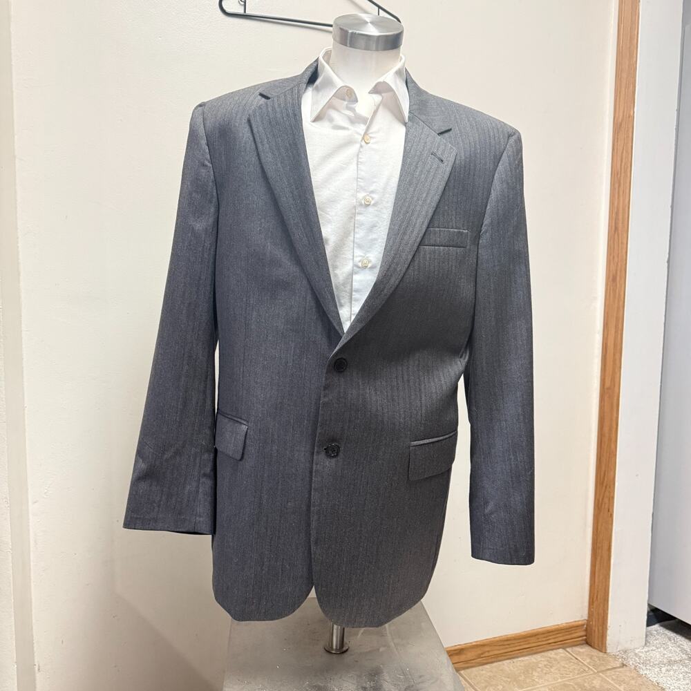 Jos. A. Bank Men's 100% Wool 2-Button Blazer Gray Herringbone • 44L